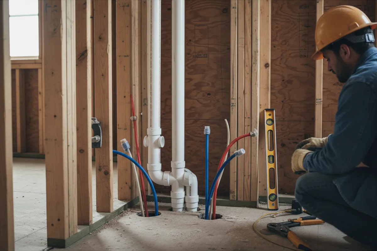 Drain and supply rough-in during Sump Pump Repair in Udall