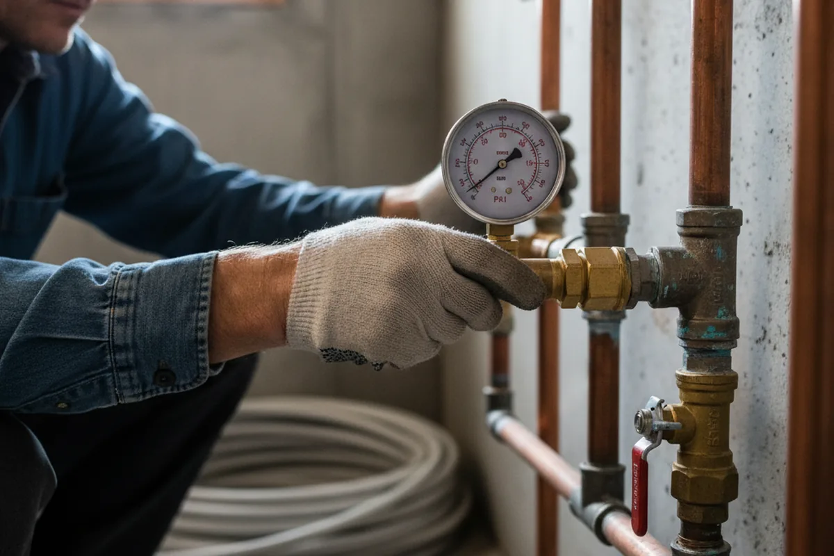 Pressure testing a repaired line during Water Line Repair in Udall